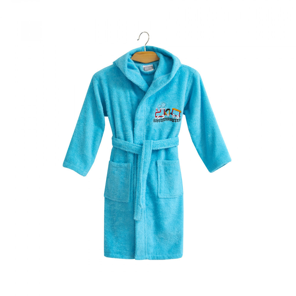 Халат дитячий Lotus - Train 3-4 роки бірюзовий зріст 98-104 см, фото 1