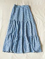 Голубая летняя юбка макси в мелкие цветочки женская Monki, размер M