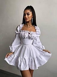 Приталена міні сукня з розклешеною спідницею і шнурівкою на спині (р. S, M) 66035519Е