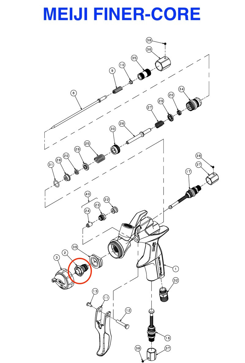 Дюза до фарбопульта Meiji FINER-CORE