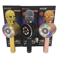 Караоке мікрофон Wster WS-669 бездротовий мікрофон із вбудованим динаміком (USB, microSD, AUX, Bluetooth)