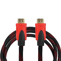 Кабель HDMI - HDMI с нейлоновой оплёткой и позолоченными коннекторами 5.0m черный+красный (H-H5.0m)