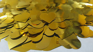 Конфетті фігурні серця золоті 15 мм (10 грам)