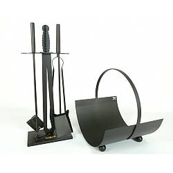 Набір для каміна "Екскалібур М" з корзиною для дров "Смолоскип"