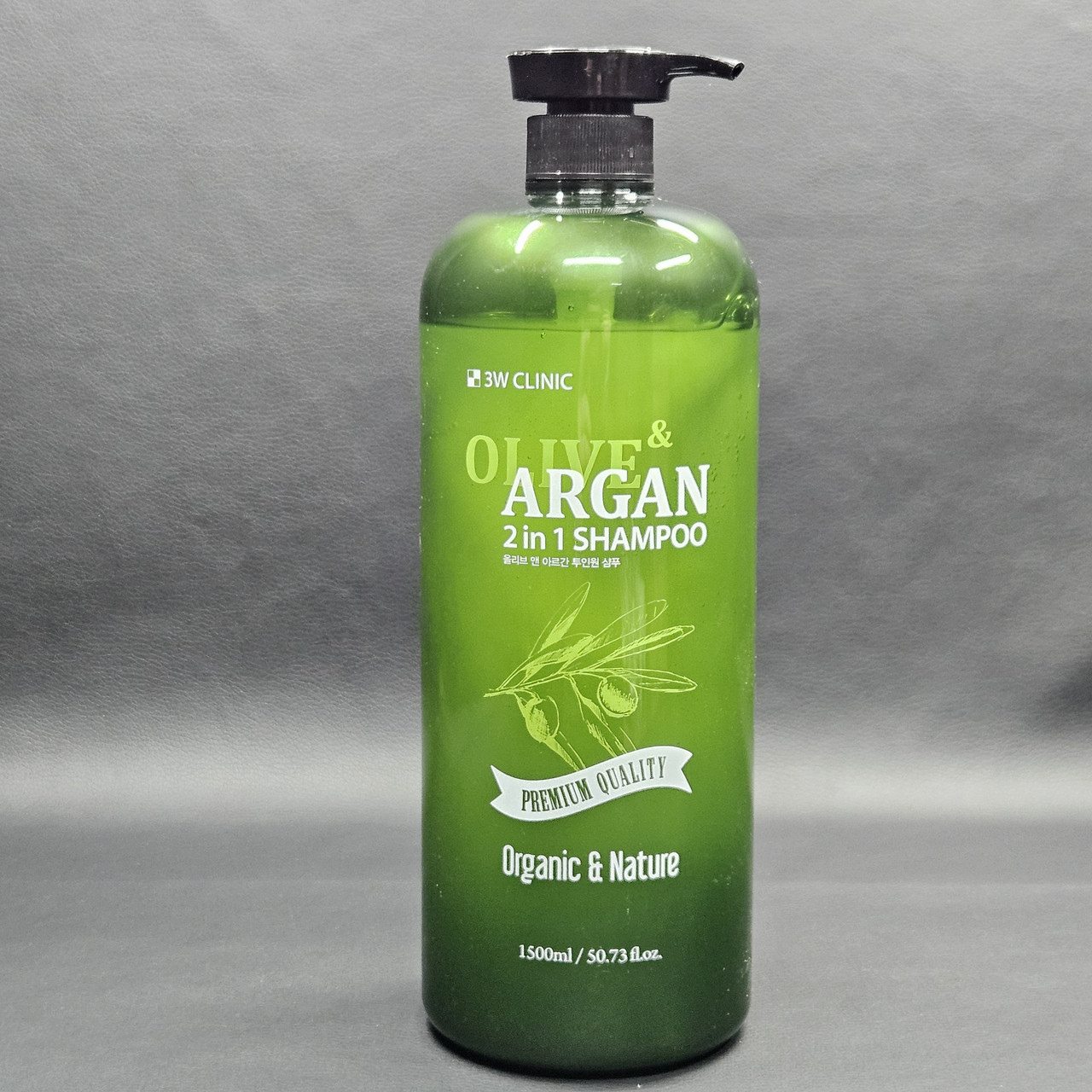 Шампунь для пошкодженого волосся з оліями арганії та оливи 3W Clinic Olive and Argan 2 in 1 Shampoo,1500мл
