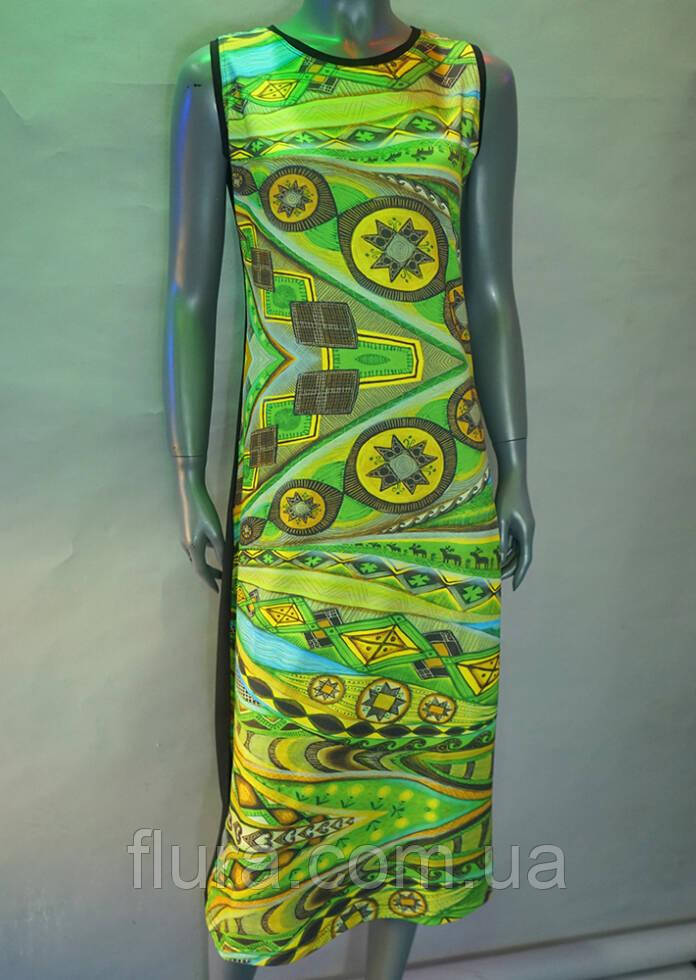 Літня жіноча сукня кімоно в етнічному стилі з принтом «ЛЕЛЯ» / Етно сарафан з орнаментом подовжений