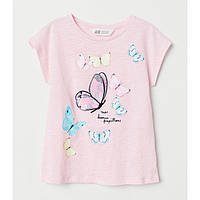 Детская футболка H&M на девочку 6-8 лет - р.122-128 - бабочки
