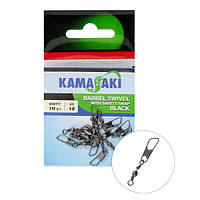 Карабін з вертлюгом Kamasaki Barrel Swivel W/Safety Snap №14 10шт.