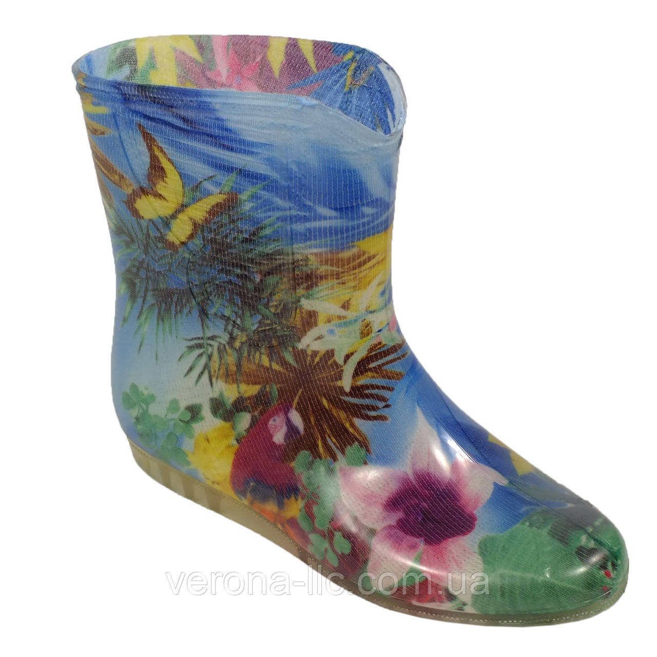 Сапоги резиновые силиконовые женские "Попугай на синем" - купить по ...
