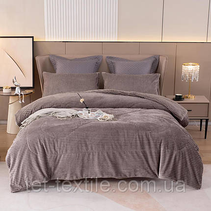 Покривало Colorful Home, у смужку, з наволочками, 210х230см. Капучіно, фото 1