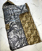 Спальный мешок с подогревом от повербанк и термо-подкладкой Omni heat 100х243см большой теплый. Пиксель