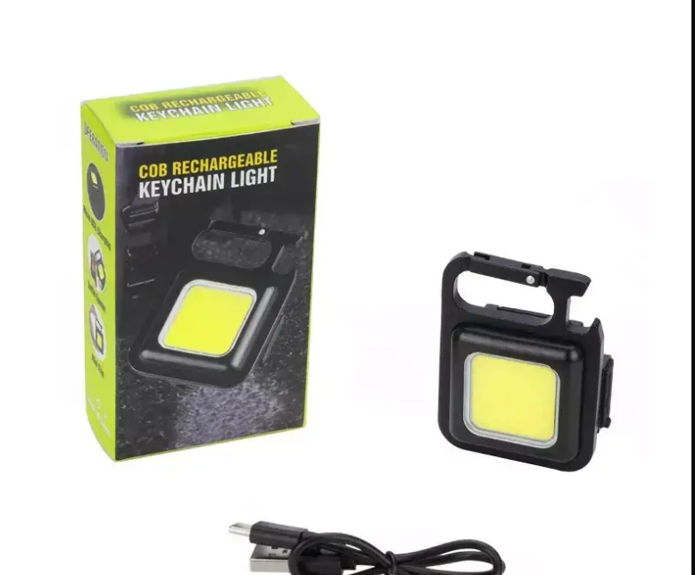 Потужний, компактний брелок ліхтарик LED акумуляторний з карабіном металевий