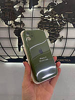 Чехол с квадратными бортами Silicone Case для iPhone 11, качественный чехол с микрофиброй для Айфон 11