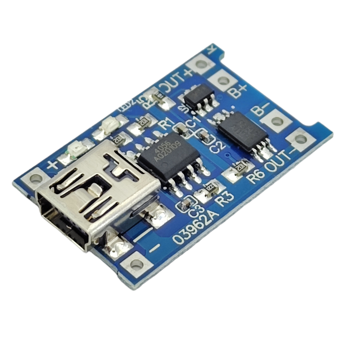 Модуль заряду TP4056 для Li-ion акумулятора 5V 1А вхід Mini-USB з функцією захисту акумулятора