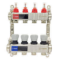 Коллектор Standard - 2 выхода нержавейка с расходомерами, термоклапанами 1"x3/4"