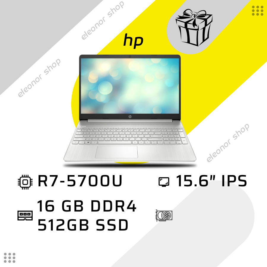 Ноутбук HP 15s - Ryzen 7 5700U/16GB/512GB Silver 15s-eq2345nw (5T910EA ...