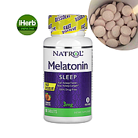 Natrol, мелатонін, що швидко розчиняється, зі смаком полуниці, 3 мг, 90 таблеток