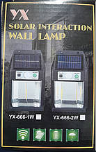 СОЛОЧНА СВІТОДИОДНА ЛАМПА 12 Вт Настінний світильник на сонячній батареї декоративний вуличний YX-666-1W