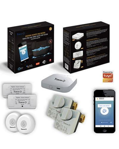 Система захисту від потопу для розумного будинку Tervix ZigBee Water Stop на 2 труби 1", фото 1