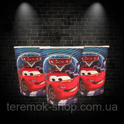 Стаканчики одноразові з малюнком Тачки  Блискавка маквин паперові святкові дитячі 10 штук