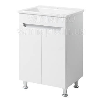 Тумба ЮВВІС для ванної кімнати 55 см біла підлогова ЕЛЬБА з умивальником КРЕДО