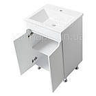 Тумба ЮВВІС для ванної кімнати 55 см біла підлогова ЕЛЬБА з умивальником КРЕДО, фото 2