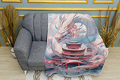 Плед «Білий дракон захисник. Аніме стиль. White dragon protector. Anime style»