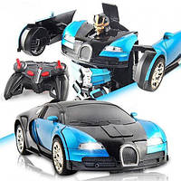 МАшинкА рАдиоупрАвляемАя трАнсформер Robot Car Bugatti Size12 СИНЯЯ |Робот-трАнсформер нА рАдиоупрАвлении