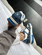 Жіночі кросівки Louis Vuitton LV Trainer White Blue 1A9JGZ, фото 2
