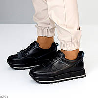 Универсальные черные женские кроссовки на лето, черные женские кроссовки из натуральной кожи флотар