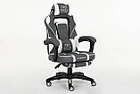 Комп'ютерне крісло з тканини DEUS LARGE Сіро-біле Геймерське спортивне крісло ігрове ТКАНЕВЕ, фото 5
