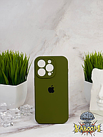 Чехол с закрытой камерой и низом на Айфон 14 Про Хаки / Silicone Case для iPhone 14 Pro Army Green