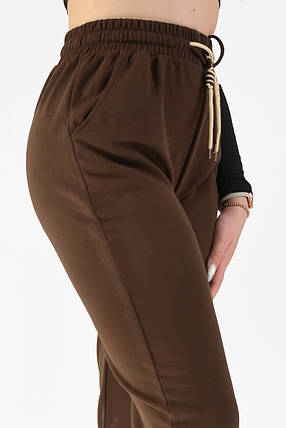 Жіночі трикотажні штани Kenalin Штани з кишенями Шоколадний колір, фото 2