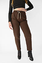 Жіночі трикотажні штани Kenalin Штани з кишенями Шоколадний колір, фото 3