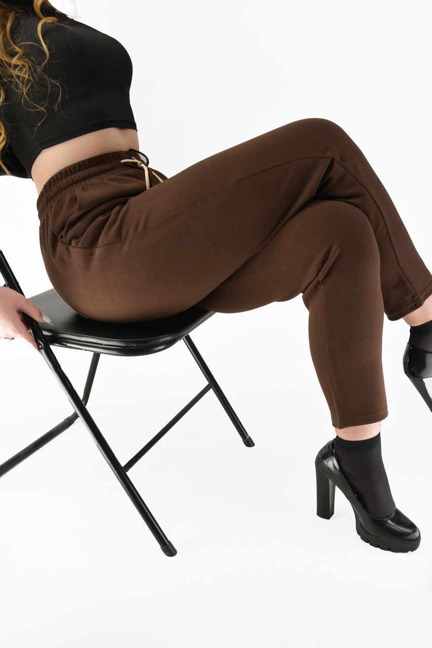 Жіночі трикотажні штани Kenalin Штани з кишенями Шоколадний колір