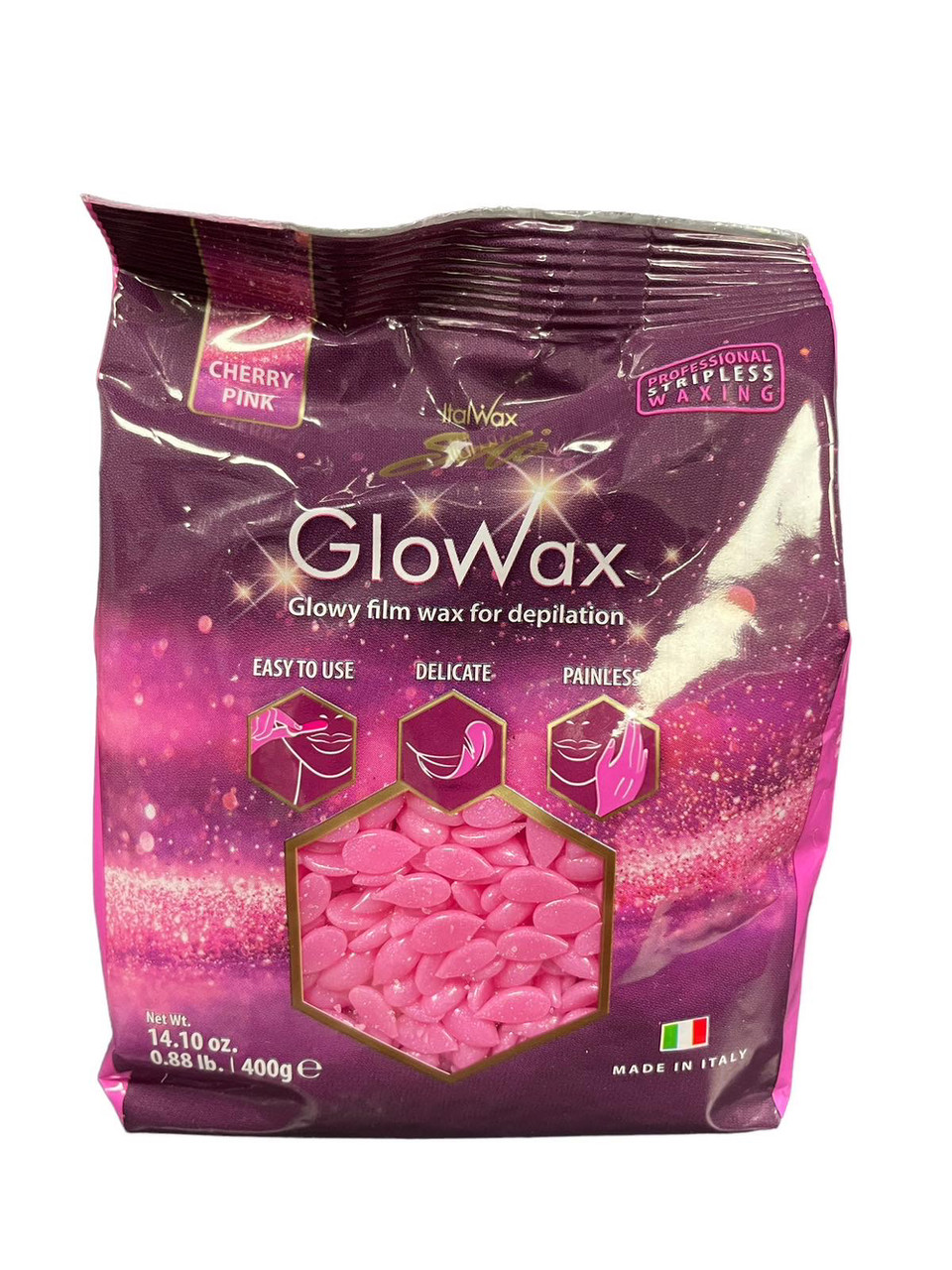 Плівковий віск для депіляції обличчя Italwax Glowax Рожева Вишня