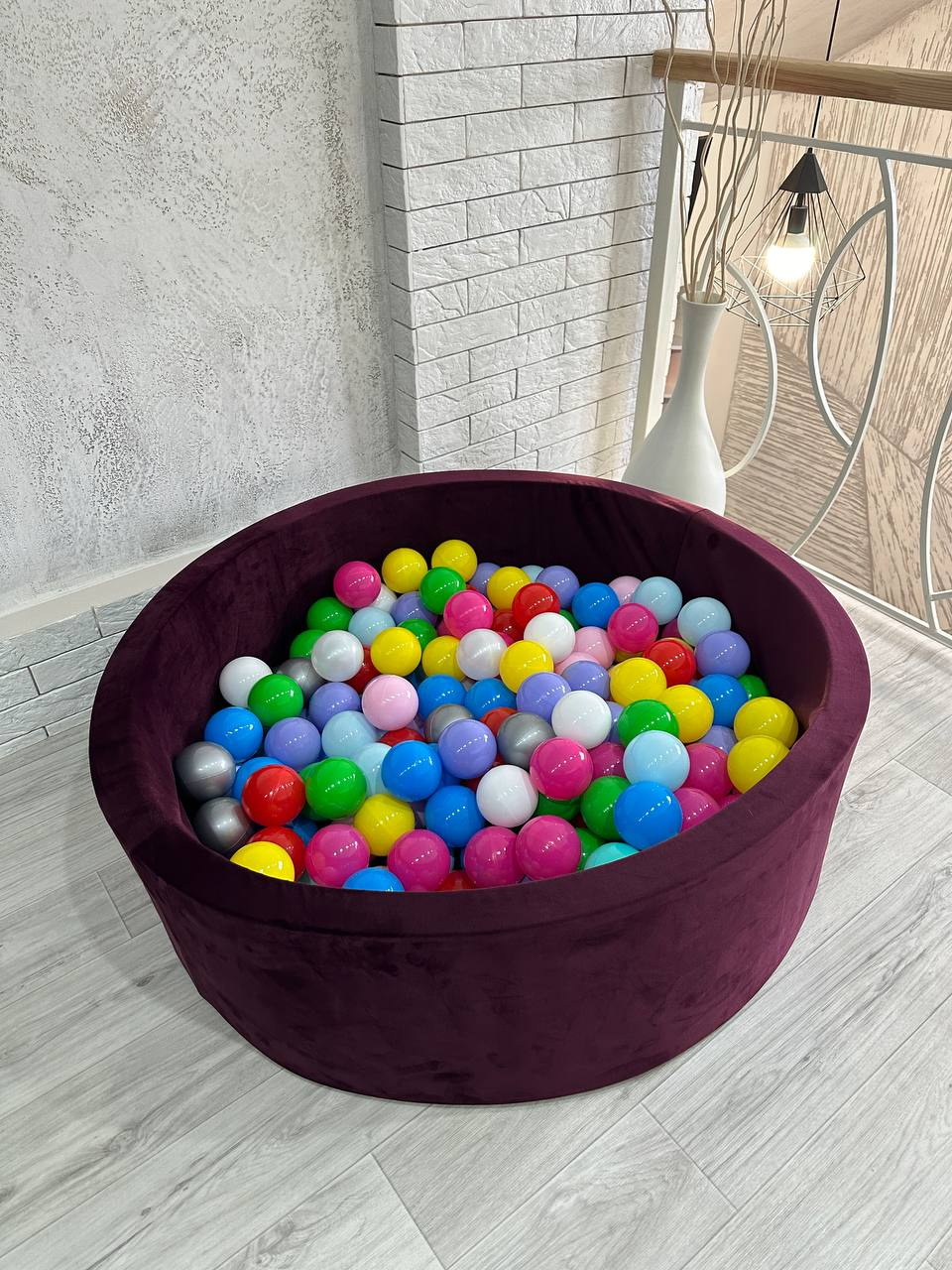 Сухий басейн з кульками в комплекті 200 шт кольору бордо 100 х 40 см велюр