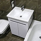 Тумба ЮВВІС для ванної кімнати 55 см біла підлогова ЕЛЬБА з умивальником КРЕДО, фото 3