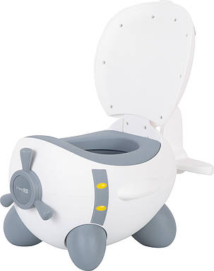 Дитячий горщик у формі літака з кришкою та знімний контейнер унітаз Plane White-Grey, фото 1