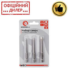 Набір свердел по склу та кераміці 5 + 6 + 8 мм HEX 1/4'' (6.35 mm) INTERTOOL SD-0293 STP