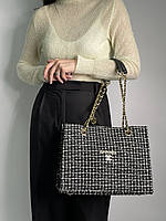 Chanel Textile Tote Bag Black/White