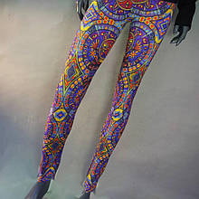 Легінси лосини жіночі з етнічним принтом для йоги біфлекс «Кіт Баюн»