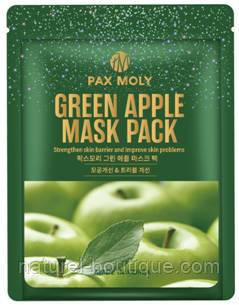 Маска тканинна Pax Moly для обличчя Real Green Apple із зеленим яблуком 25 мл
