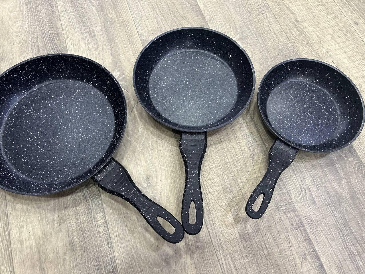 Набір сковорідок Top Kitchen TK00092 20 см, 24 см, 28 см мармурове покриття, чорний