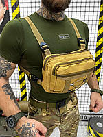 Армейская нагрудная сумка-жилет с системой Молли, тактическая мужская сумка для ВСУ 35х18х10 см Койот