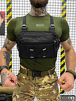 Армейская нагрудная сумка-жилет с системой Молли, тактическая мужская сумка для ВСУ 35х18х10 см Черный