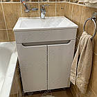 Тумба ЮВВІС для ванної кімнати 55 см біла підлогова ЕЛЬБА з умивальником КРЕДО, фото 4