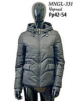 Молодіжна жіноча чорна демісезонна коротка куртка з капюшоном