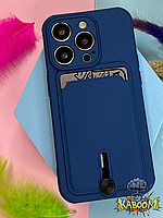 Чехол с кармашком под карту на Айфон 14 Про Макс Синий , TPU CardHolder Iphone 14 Pro Max Dark Blue