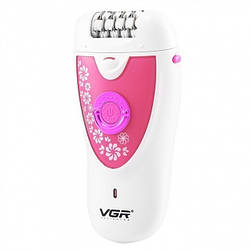 Жіночий епілятор VGR V-722 акумуляторний 2 швидкості 32 пінцети з насадками
